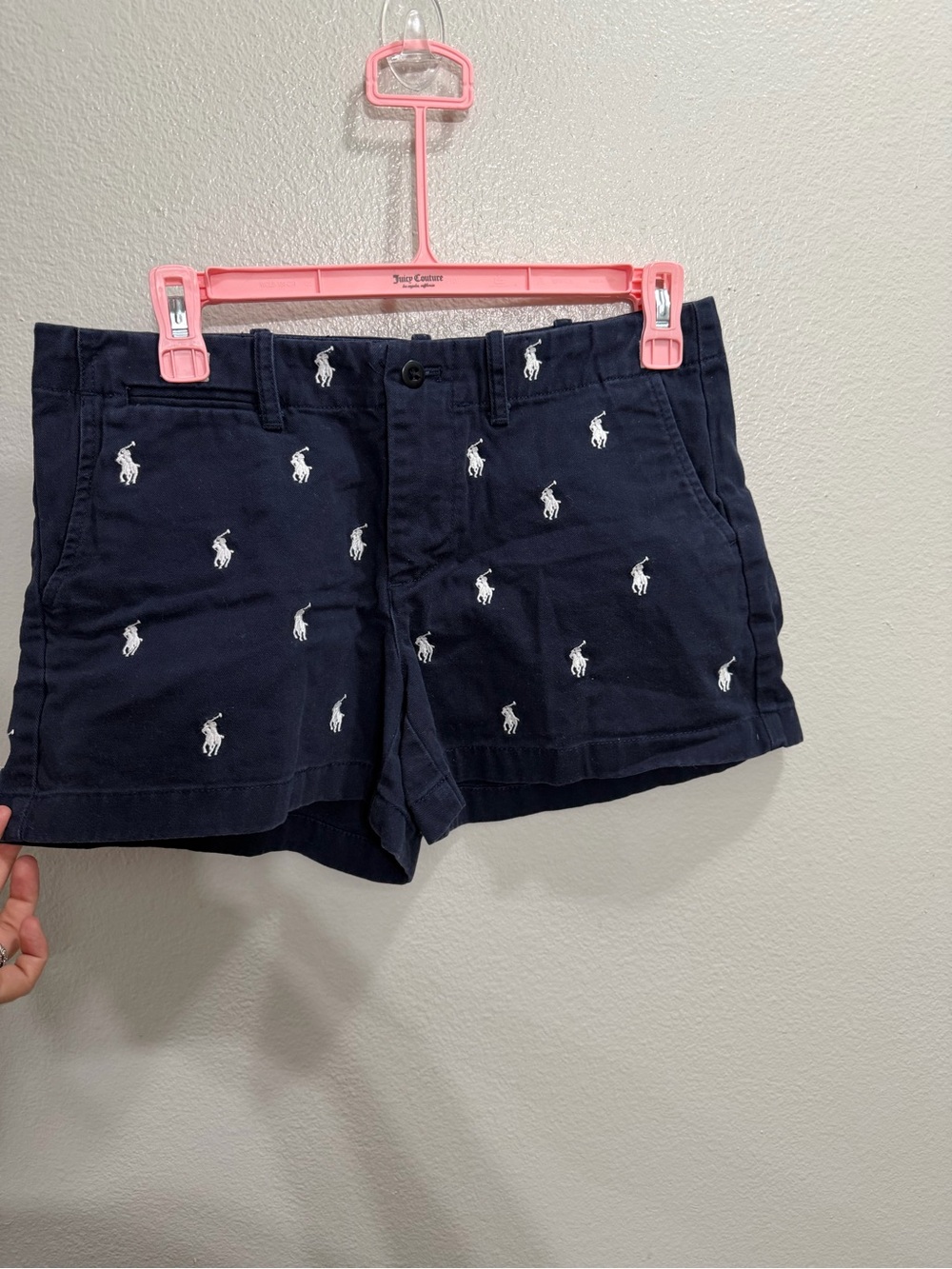Polo Ralph Lauren Navy Allover Embroidered Pony Chino Shorts - Size 4